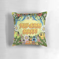 An uplifting "You Can Do It!" motivational pillow with playful animal illustrations to encourage and inspire.
