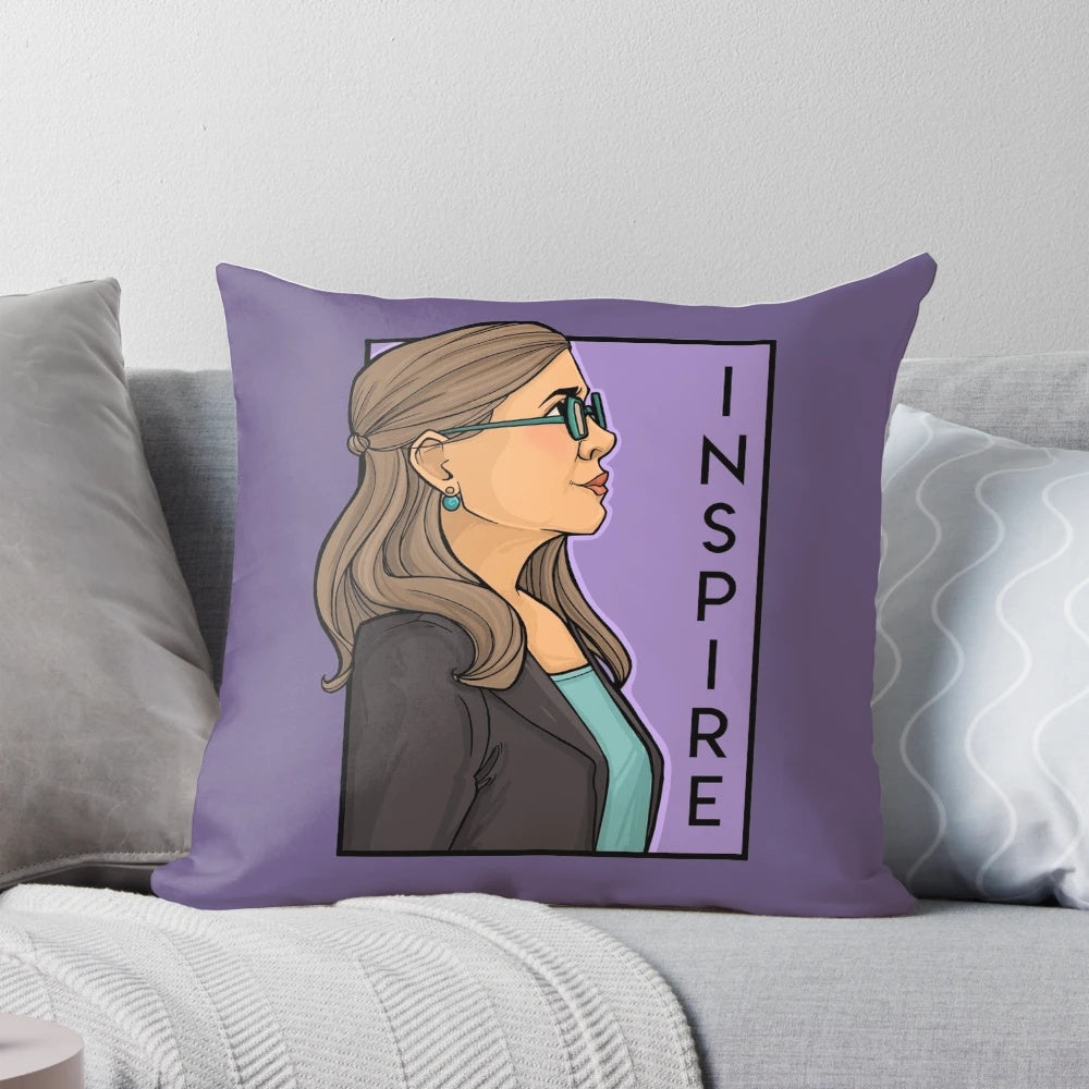 Inspire - Empowering She Series Pillow featuring a strong female character design