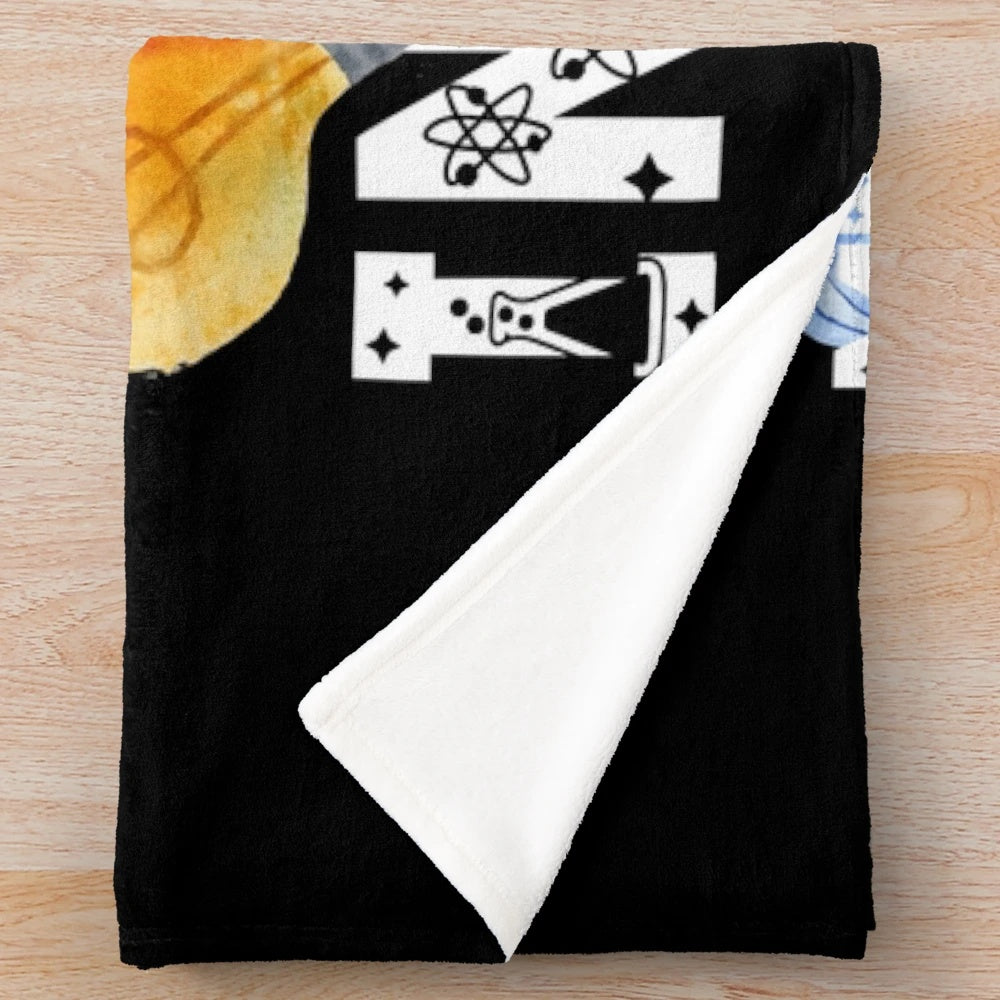 Plush blanket with "Teach, Love, Inspire" text and middle school teacher design
