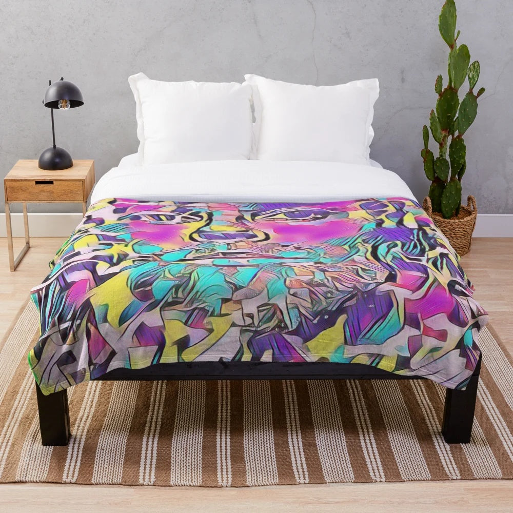 Inspired 2 Plush Blanket featuring stone roses inspired digital art