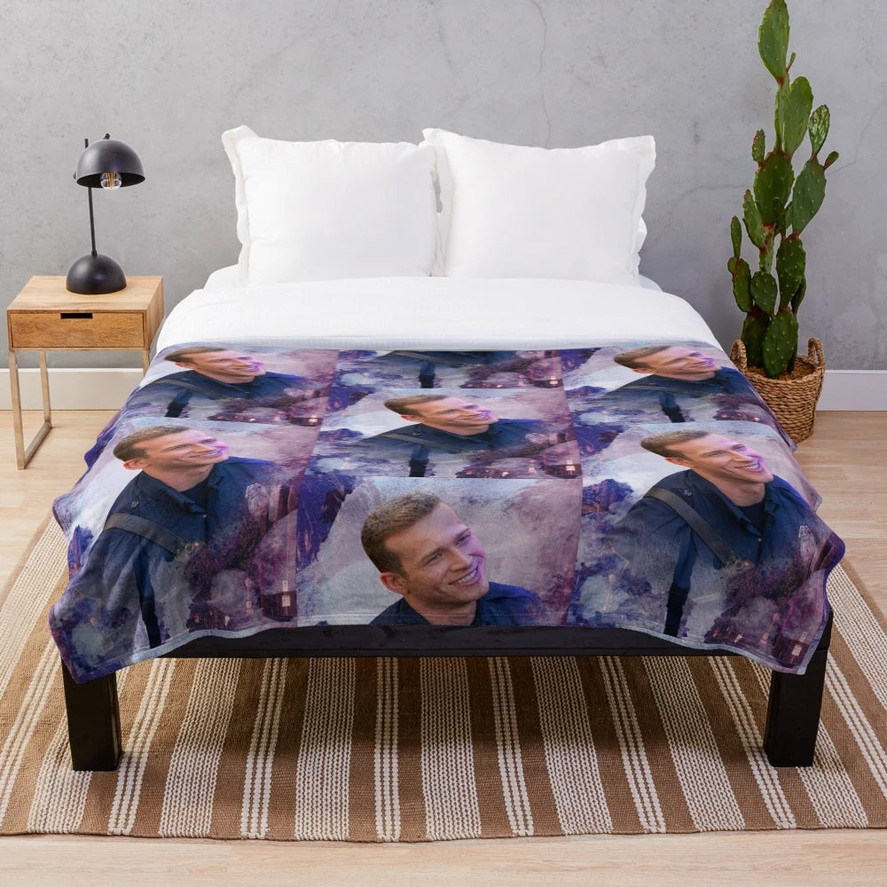 911 Lonestar inspired plush blanket featuring Evan "Buck" Buckley character