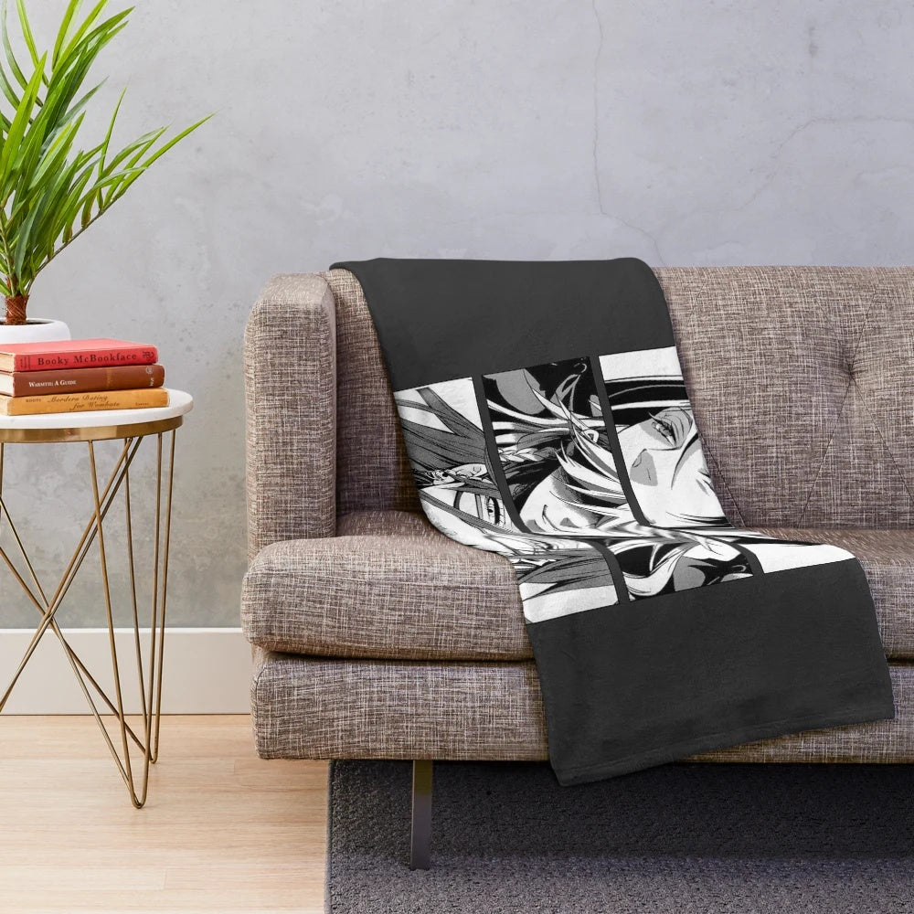 Black Butler inspired plush blanket featuring Sebastian Michaelis, the demon butler