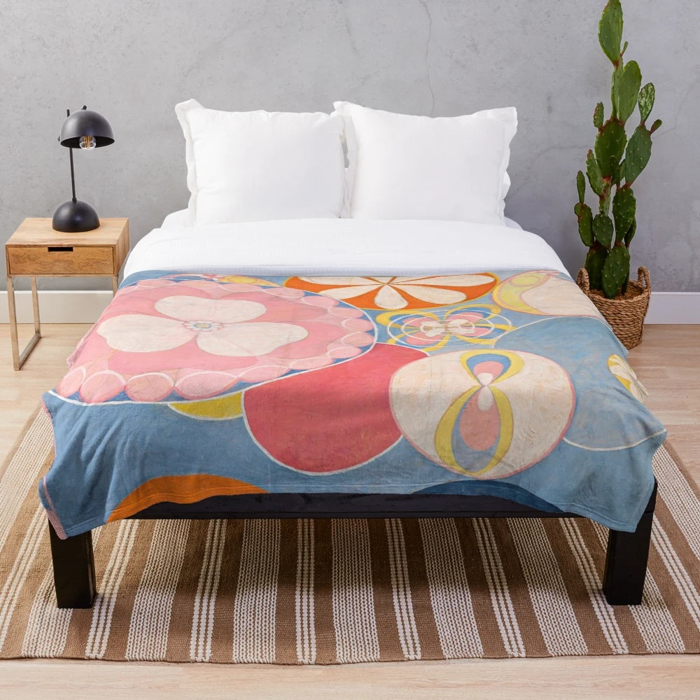 Plush blanket featuring Hilma Af Klint's abstract artwork "The Ten Largest, No. 2 - Childhood Group IV
