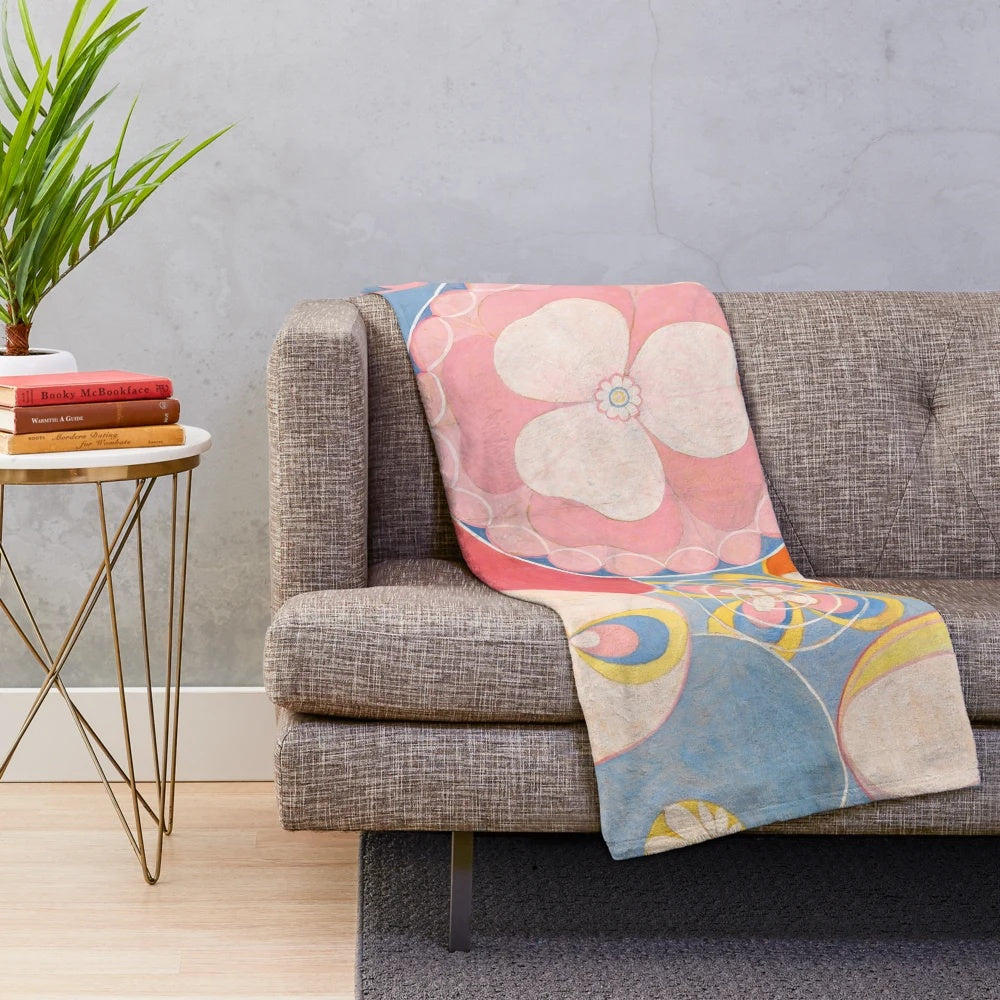 Plush blanket featuring Hilma Af Klint's abstract artwork "The Ten Largest, No. 2 - Childhood Group IV