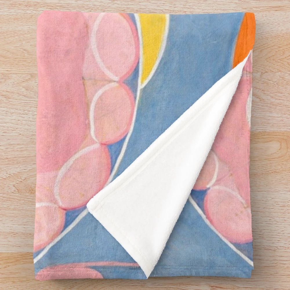 Plush blanket featuring Hilma Af Klint's abstract artwork "The Ten Largest, No. 2 - Childhood Group IV
