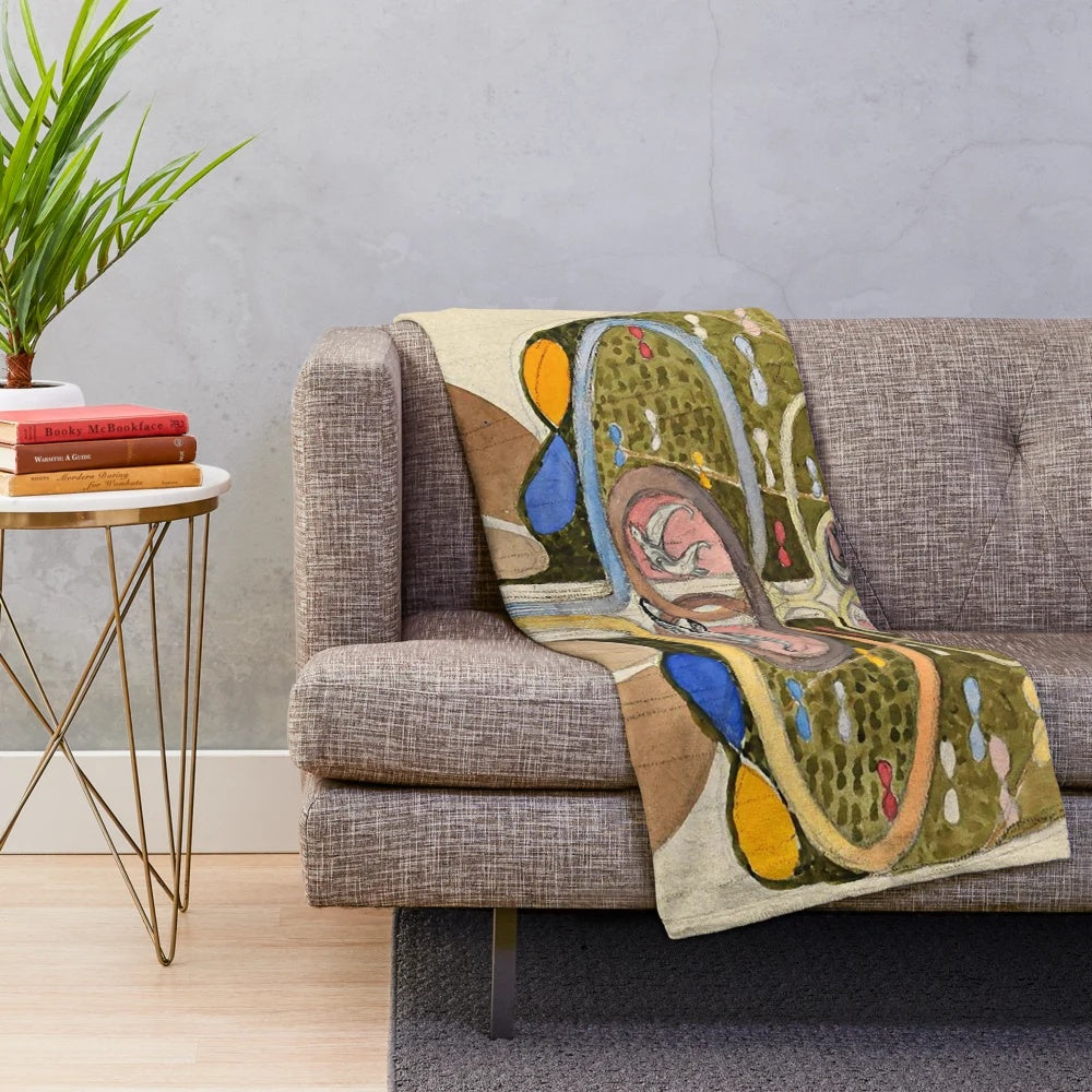 Plush blanket featuring the spiritual abstract painting "Tree of Knowledge No. 1" by Swedish artist Hilma af Klint