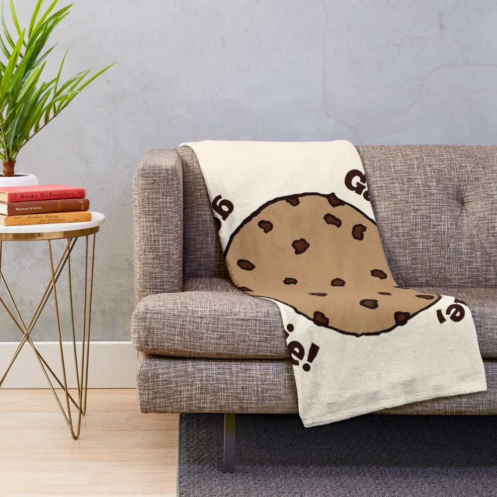 A cozy plush blanket featuring a popular quote from the TV show "New Girl