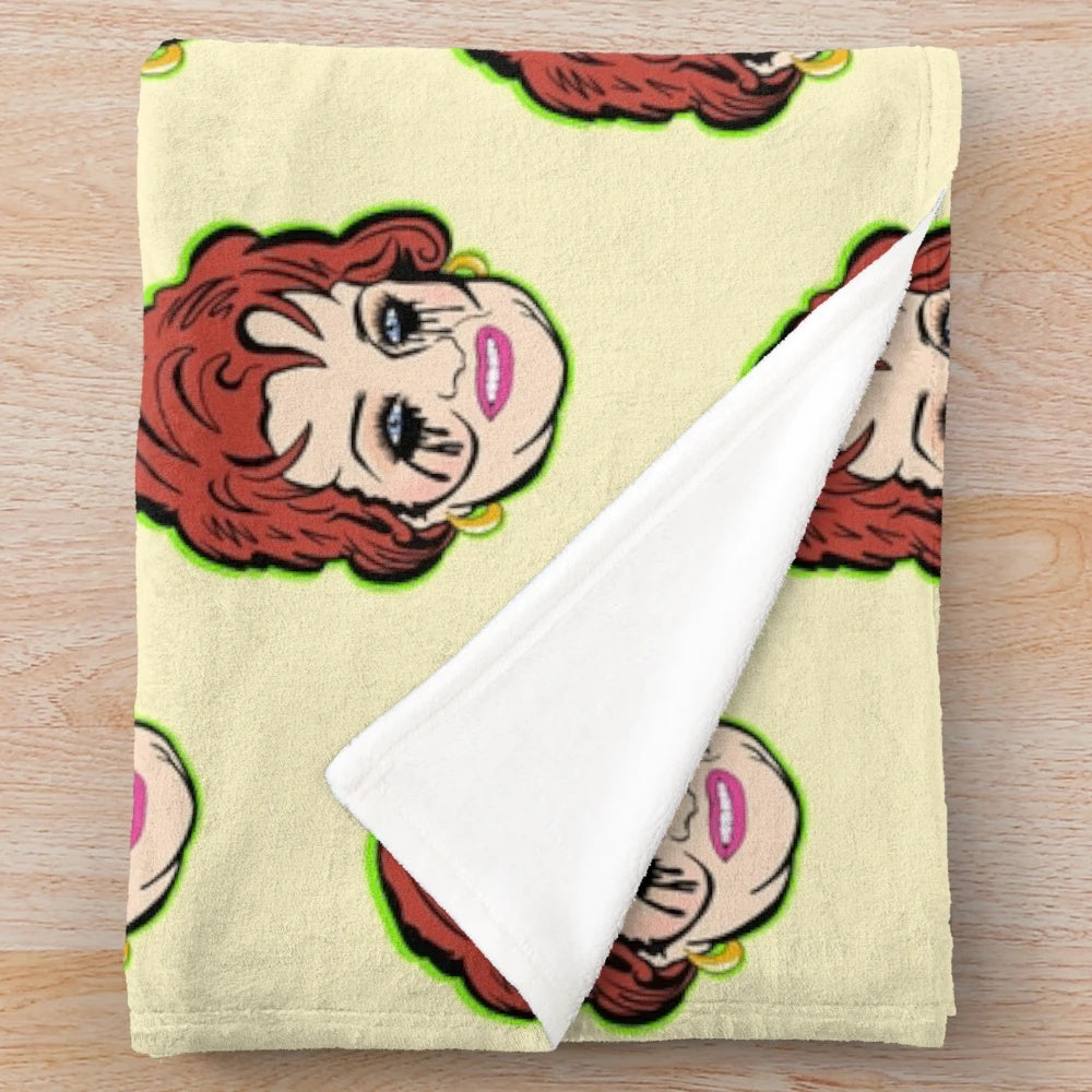 Colorful plush blanket featuring the iconic image of Tammy Faye Bakker