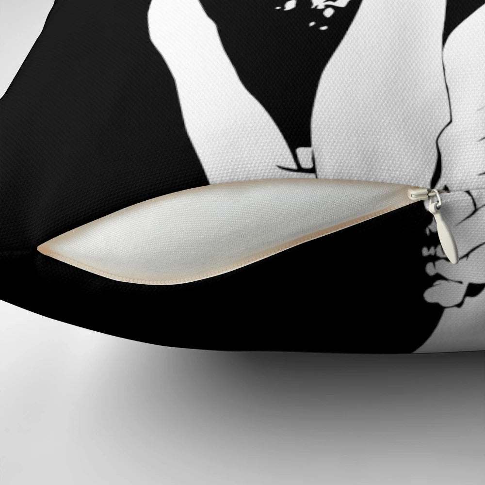 Breakfast at Tiffany's-inspired decorative pillow featuring Audrey Hepburn's iconic character Holly Golightly