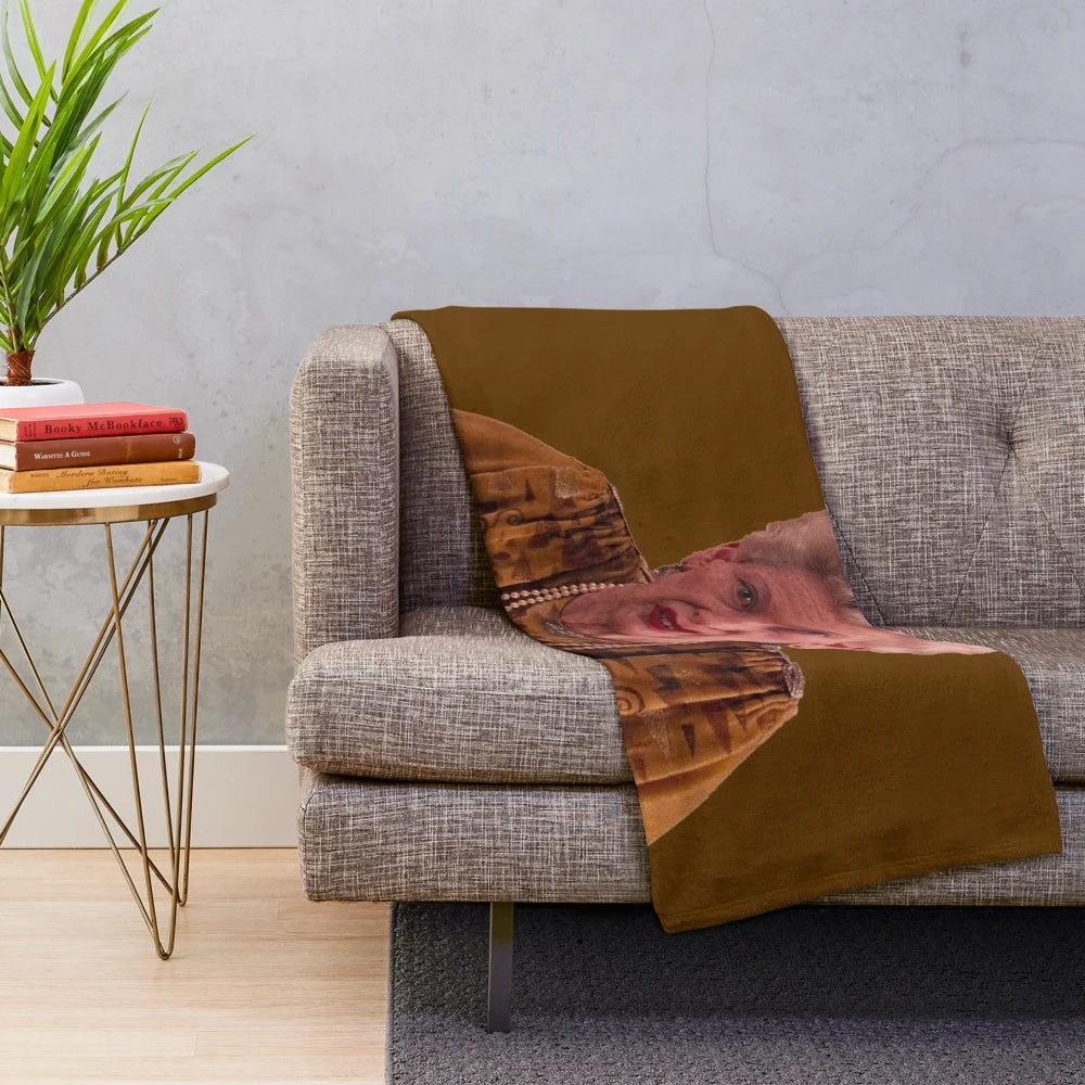 Soft and cozy plush blanket inspired by the films of Wes Anderson featuring Tilda Swinton