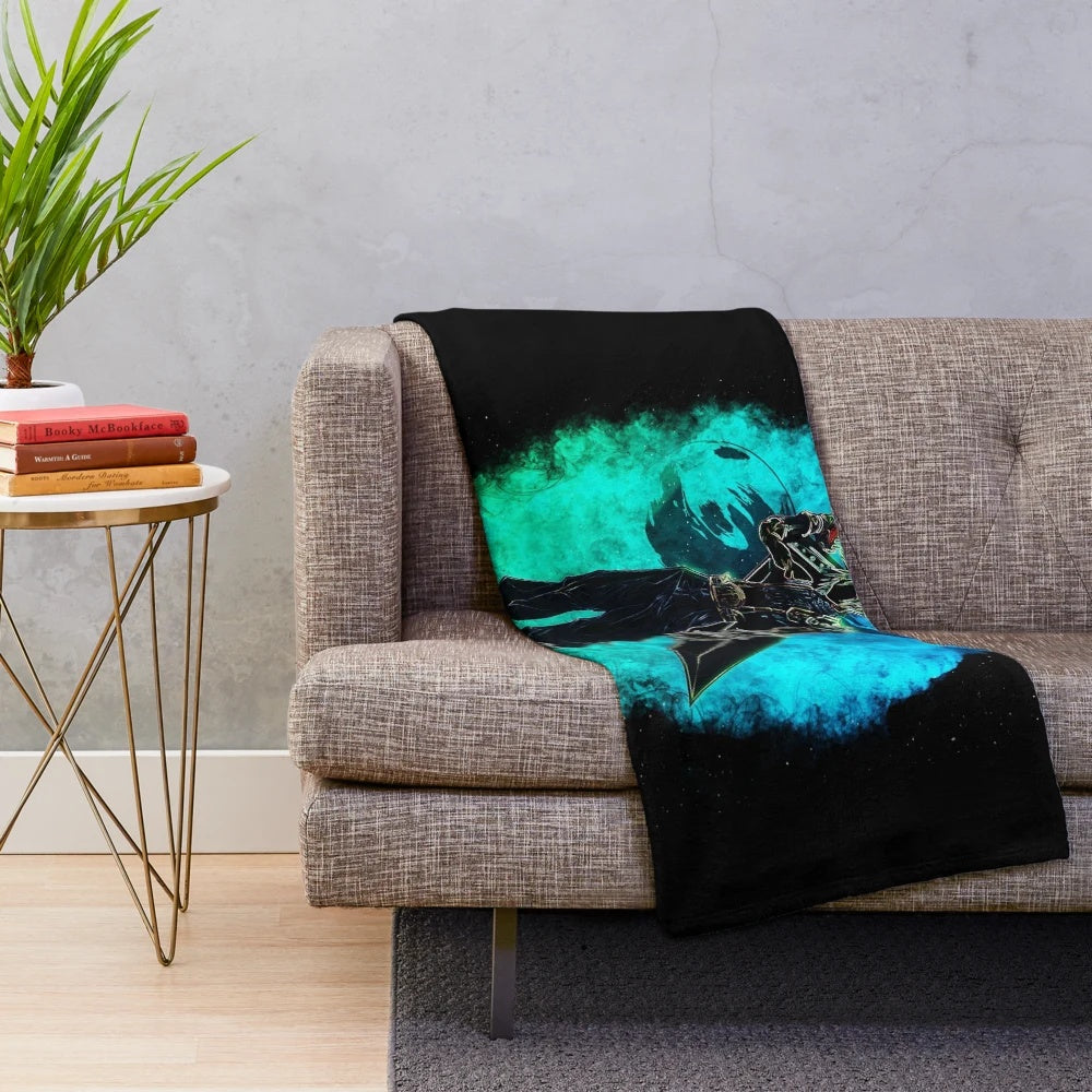 Cloud Strife silhouette plush blanket for Final Fantasy enthusiasts