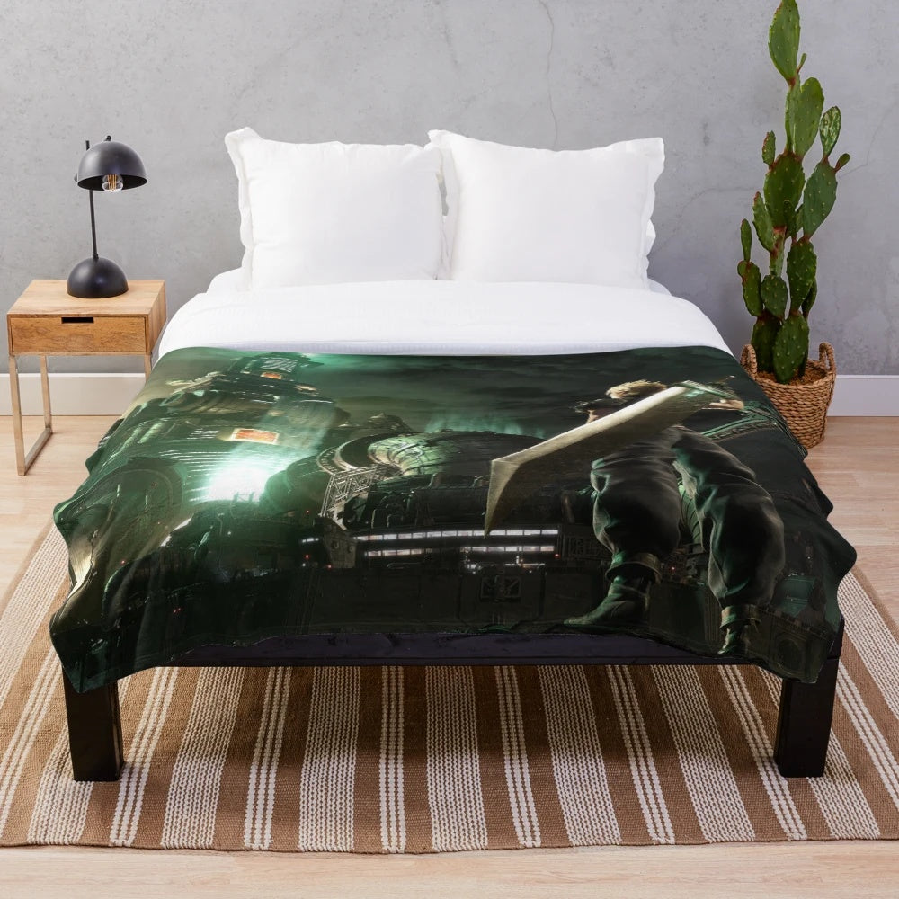 Cloud Strife vs. ShinRa [Remake] Plush Blanket, inspired by Final Fantasy VII video game