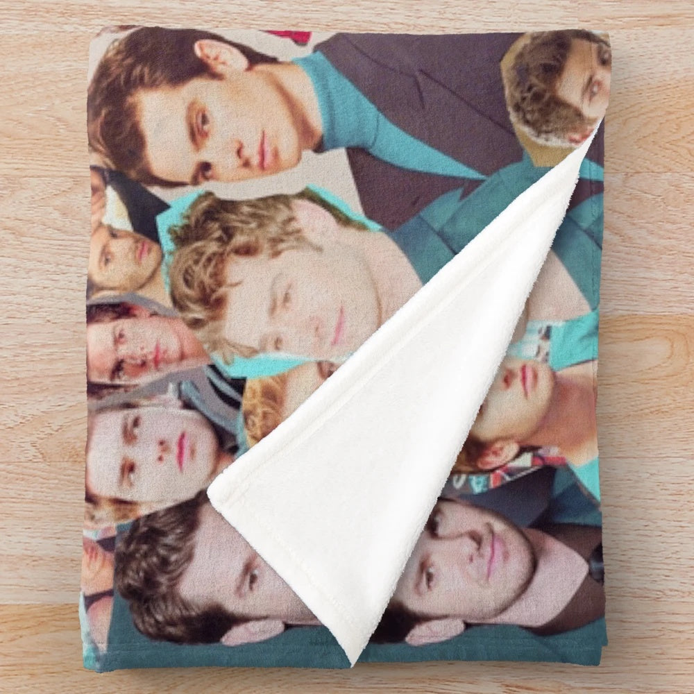 Andrew Garfield inspired collage design on a plush blanket