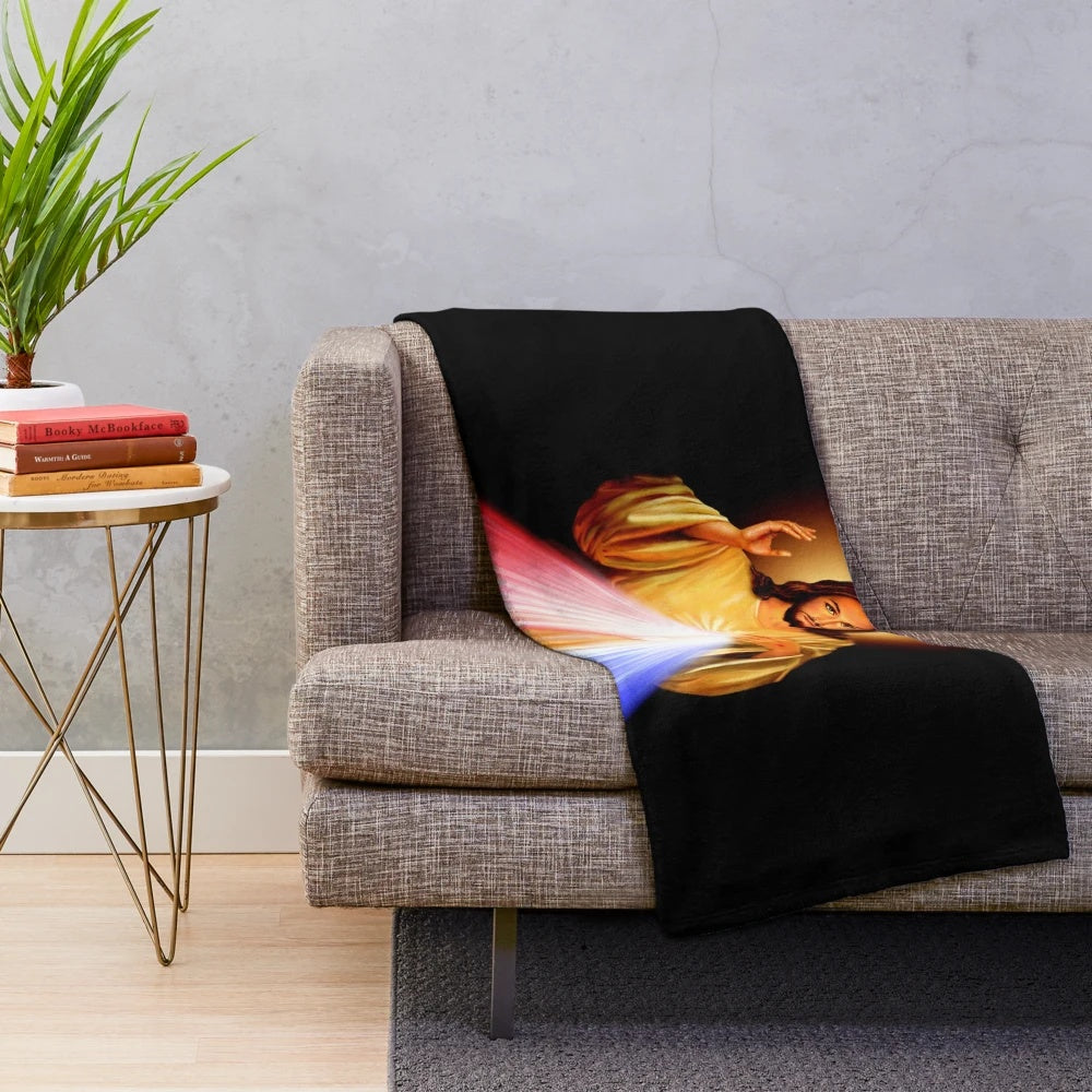Divine Mercy Plush Blanket with Watercolor Jesus Image