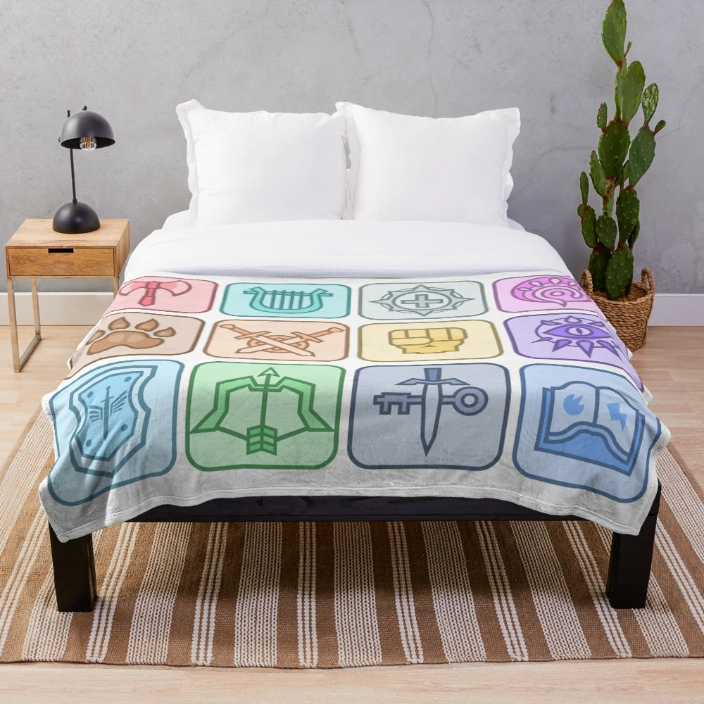 JoCat Crap Guide to DnD Class Icons Plush Blanket