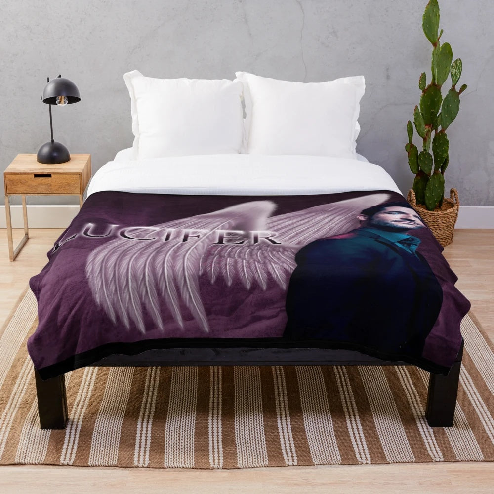 Purple wings plush blanket inspired by the TV show Lucifer