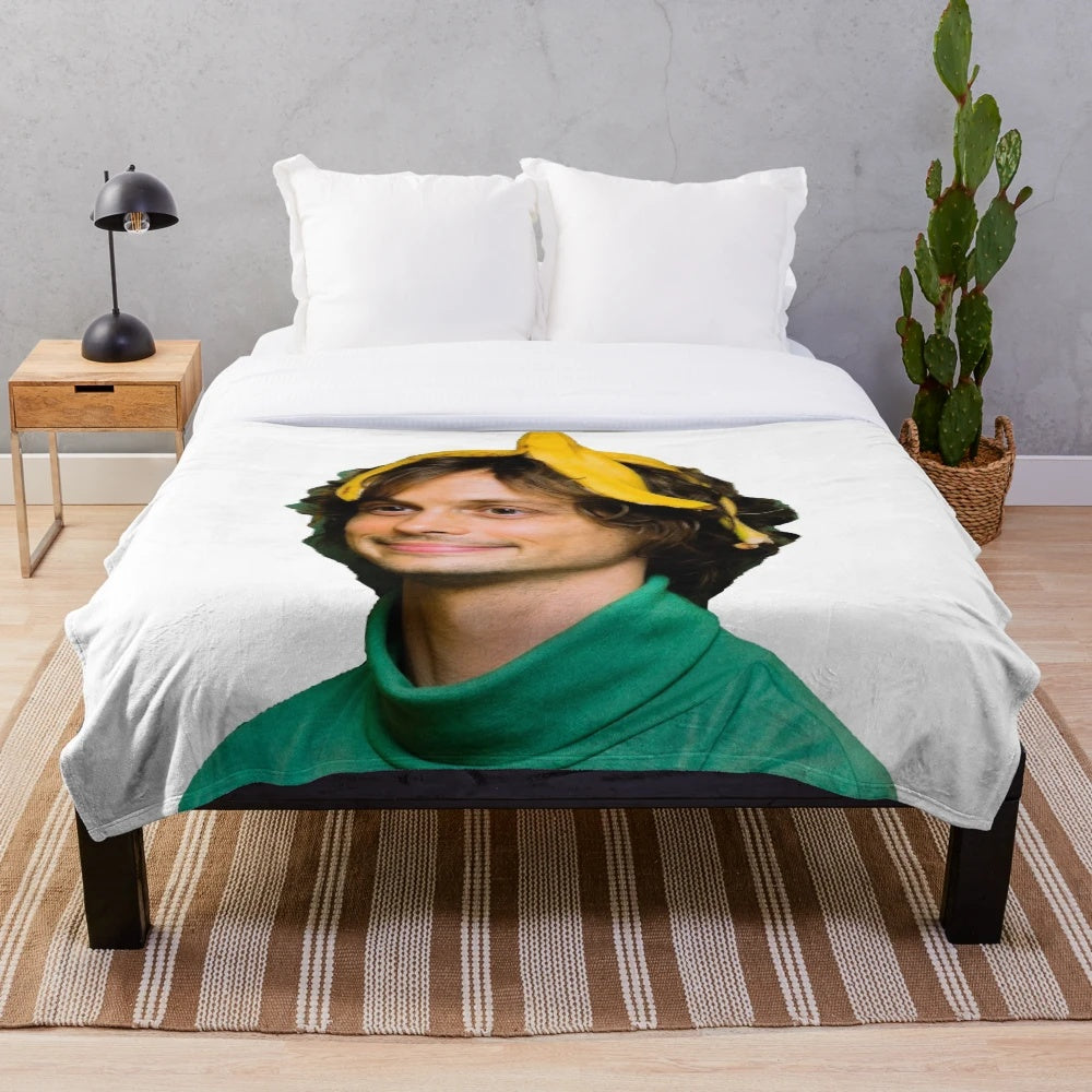 Plush blanket design inspired by Matthew Gray Gubler's character Spencer Reid from Criminal Minds
