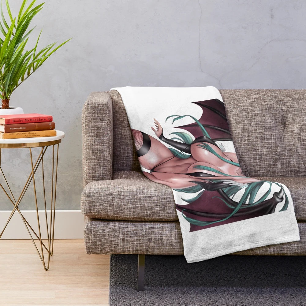 Dark Stalkers inspired Morrigan Aensland plush blanket