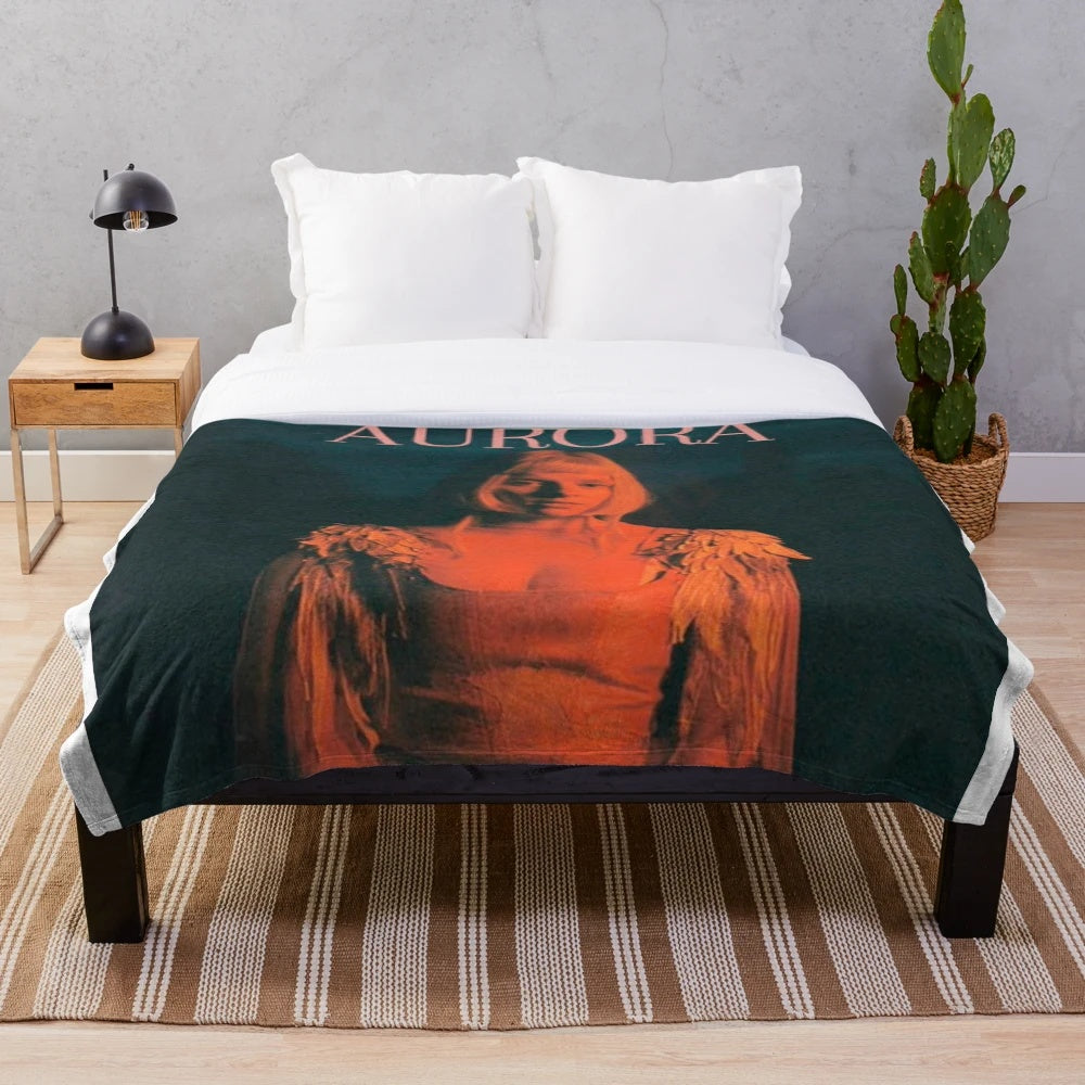 Aurora Aksnes inspired plush blanket with black and white warrior design