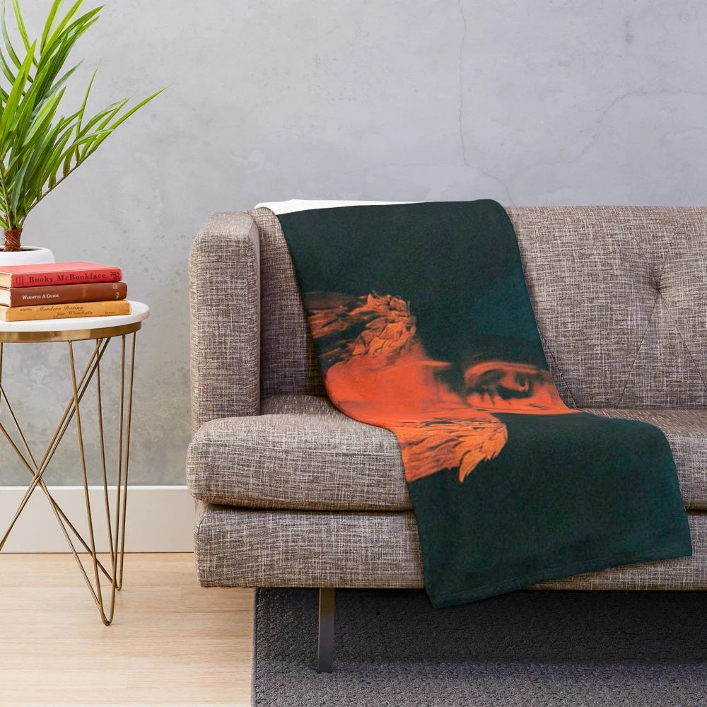 Aurora Aksnes inspired plush blanket with black and white warrior design
