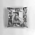 Black and white decorative pillow featuring Cole Sprouse's Riverdale character Jughead Jones