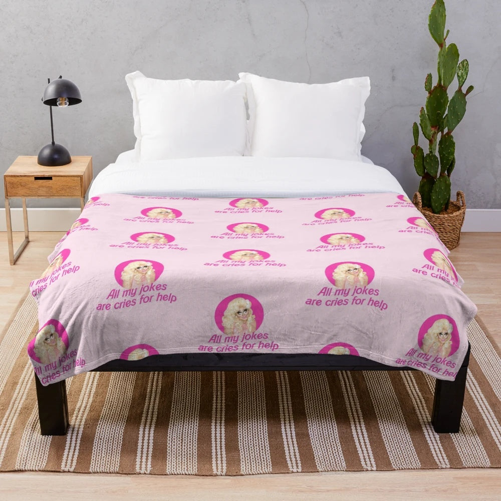 Rupaul's Drag Race inspired plush blanket featuring Trixie Mattel