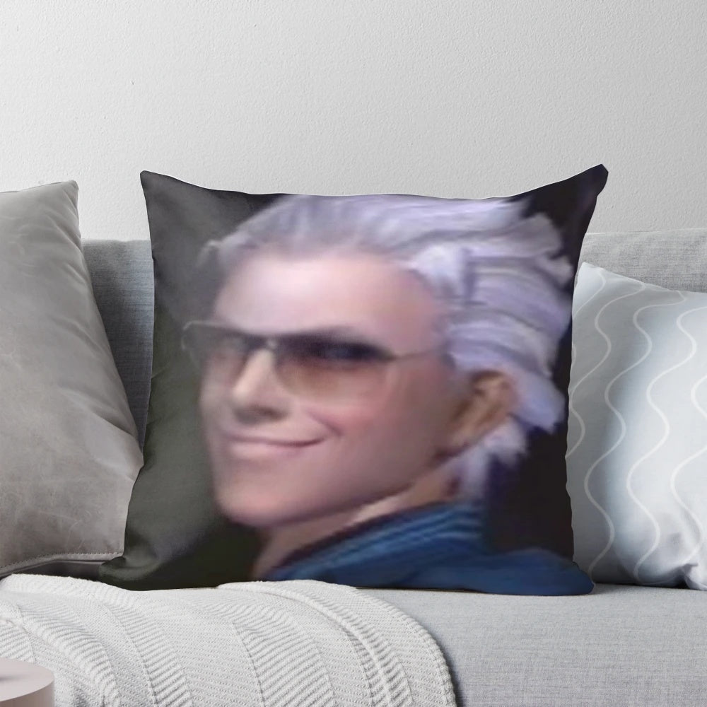 Soft, high-quality pillow featuring the character Vergil from the popular Devil May Cry video game series