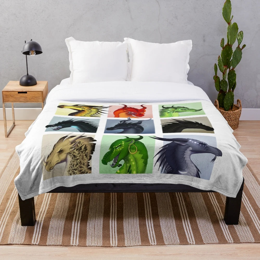 Wings of Fire - Bad Guys Plush Blanket featuring various dragon characters
