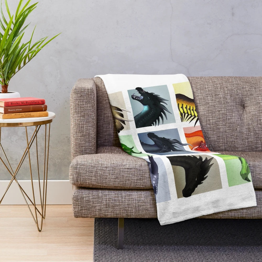 Wings of Fire - Bad Guys Plush Blanket featuring various dragon characters