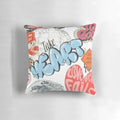Vibrant and modern Christian aesthetic pillow featuring an abstract collage design of an Asian city skyline and Bible verse