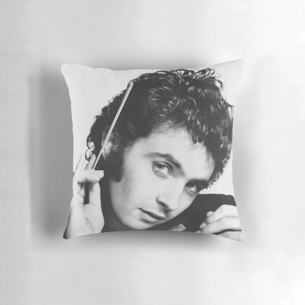 A cozy throw pillow featuring a stylized design of David Essex, the iconic British singer and actor.