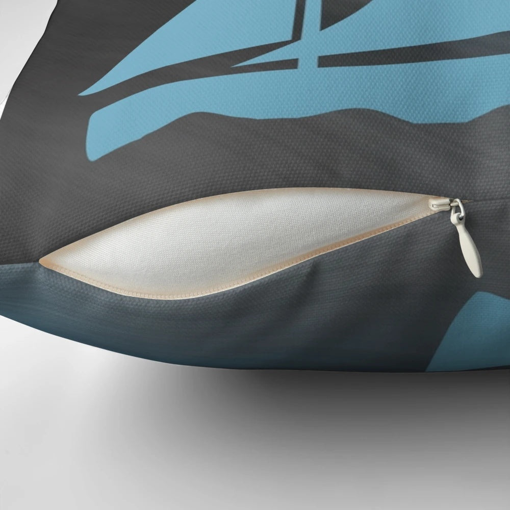 Decorative sailing-themed pillow with "Fair Winds and Following Seas" text