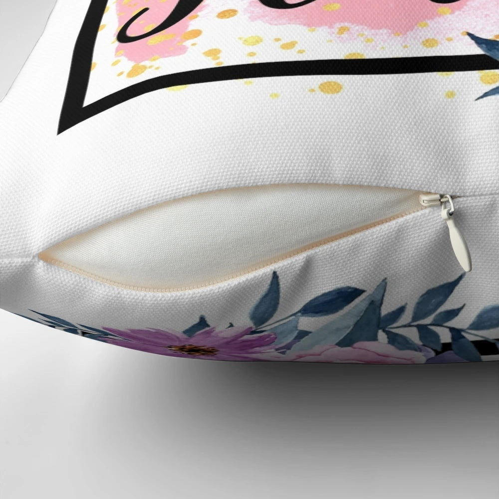 Faith Over Fear" inspirational pillow featuring a beautiful floral design