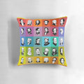Vibrant multicolored pillow featuring portraits of renowned classical music composers like Beethoven, Mozart, Brahms, and more.