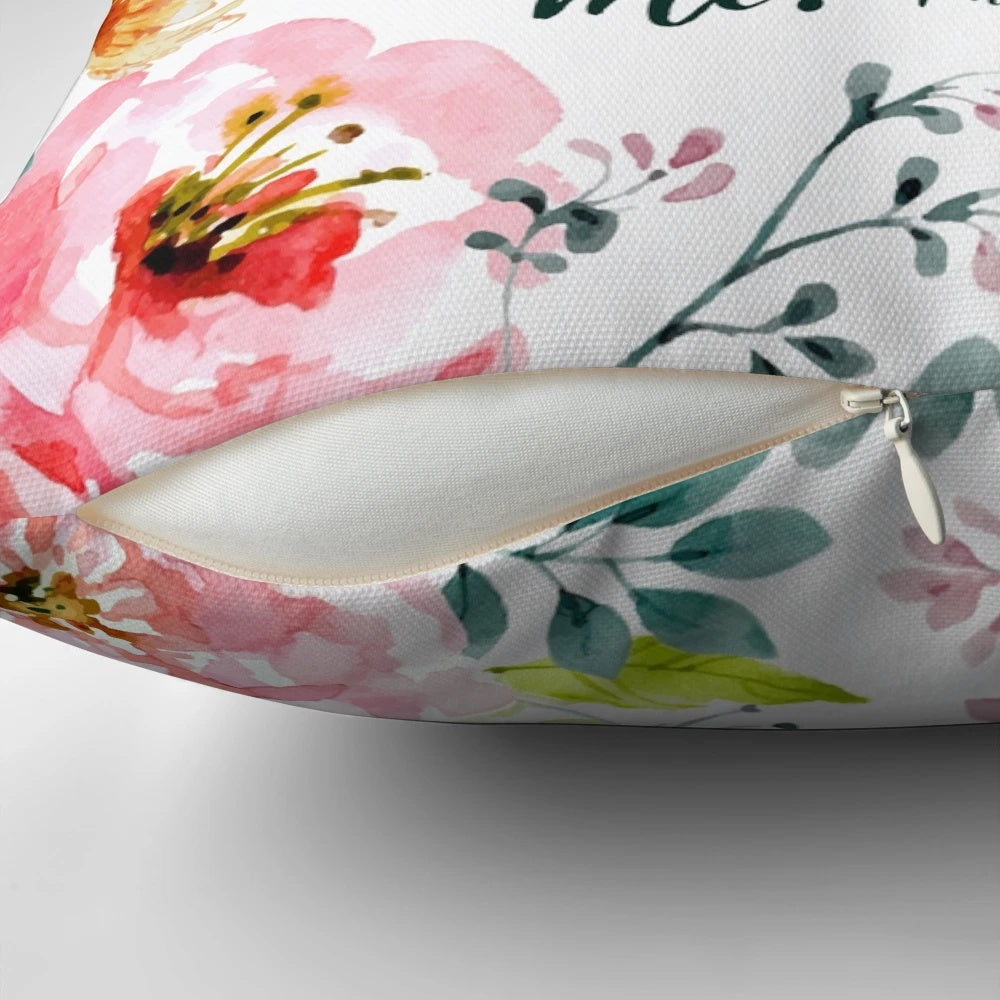 "I Can Do All Things Christian Pillow with Floral Design"