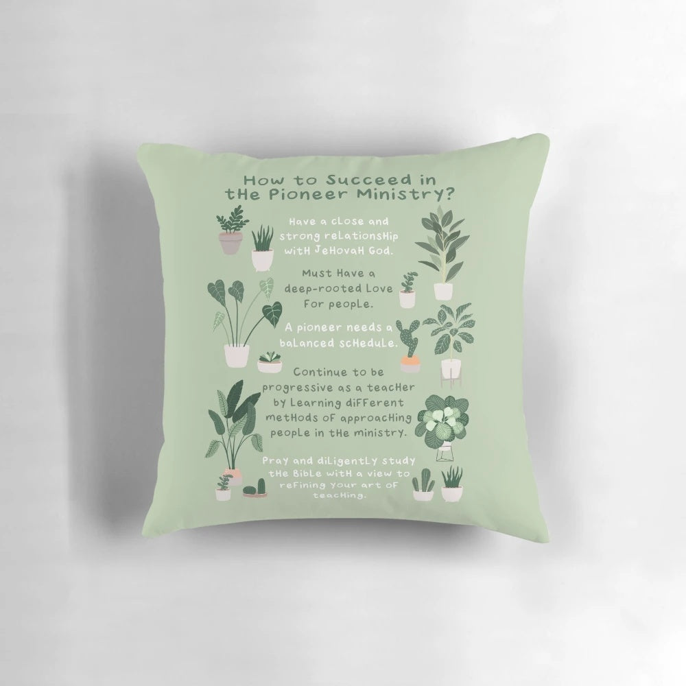 A plush, high-quality pillow featuring a design that celebrates Jehovah's Witnesses' pioneer ministry