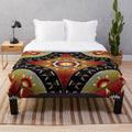 Native American inspired plush blanket with wildlife and landscape design