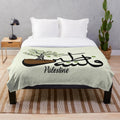 Palestinian olive tree plush blanket with Arabic calligraphy design
