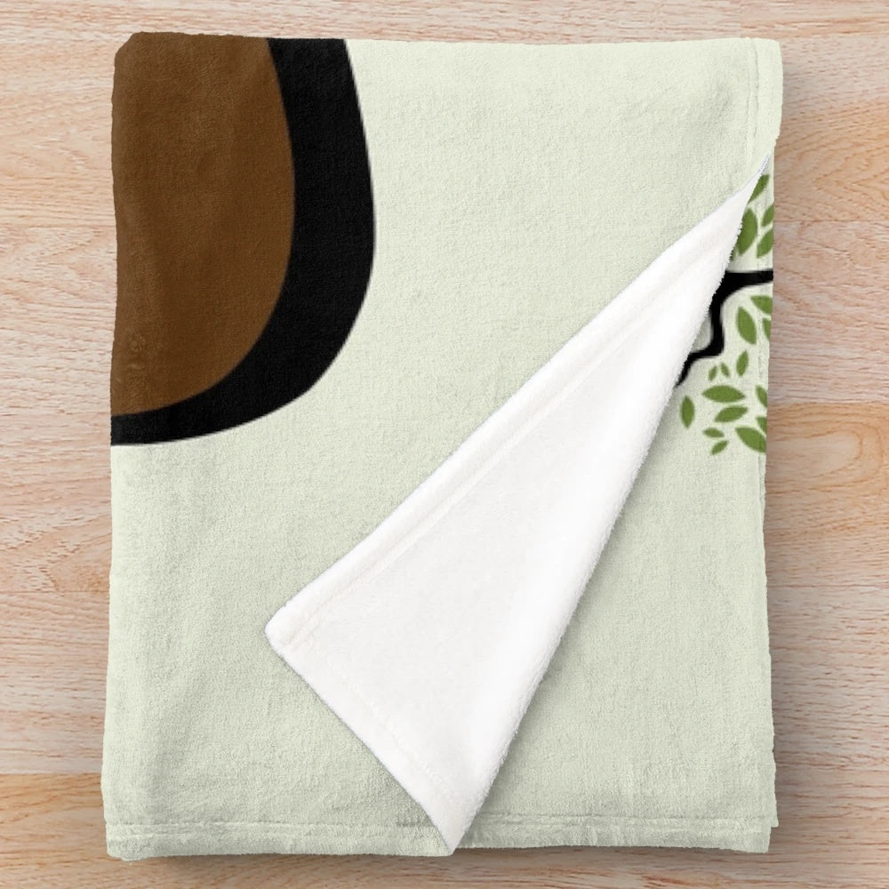 Palestinian olive tree plush blanket with Arabic calligraphy design