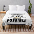 Plush blanket with the message "Teachers Make All Jobs Possible" for back to school