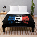 Plush blanket featuring imagery inspired by Krzysztof Kieslowski's Three Colors Trilogy