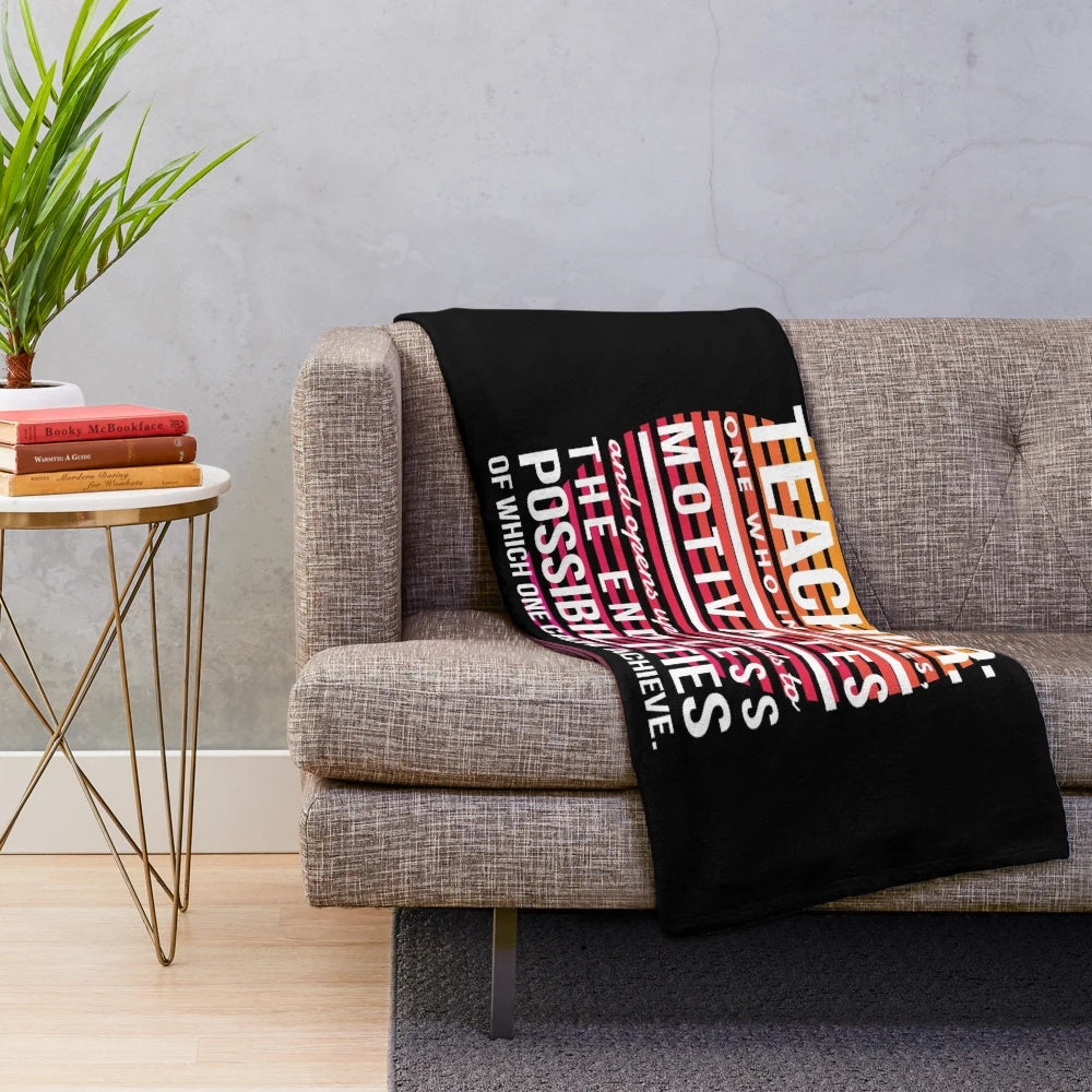 Inspiring teacher plush blanket with world design