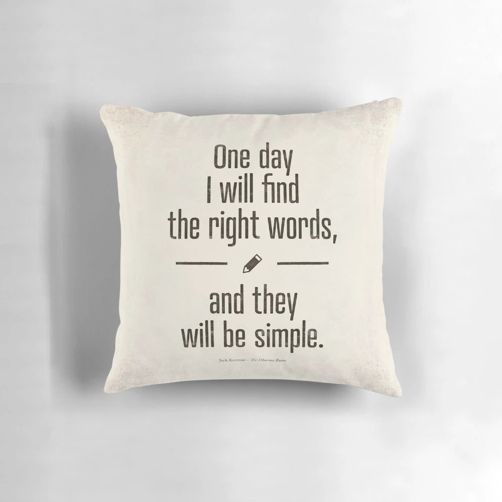 Jack Kerouac's 'The Dharma Bums' quote printed on a black and white pillow
