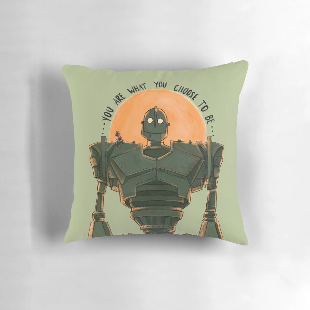 Decorative pillow featuring a quote from the classic animated film "The Iron Giant