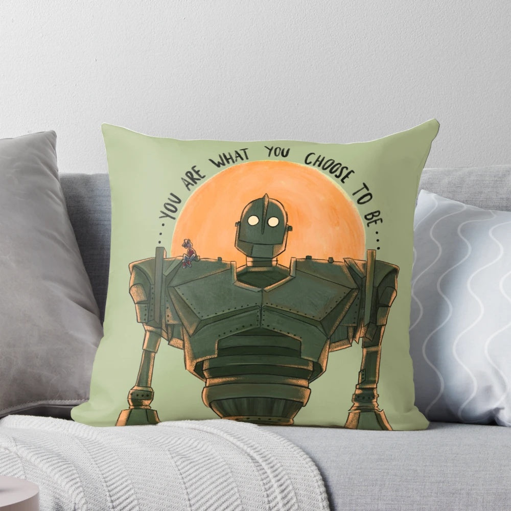 Decorative pillow featuring a quote from the classic animated film "The Iron Giant