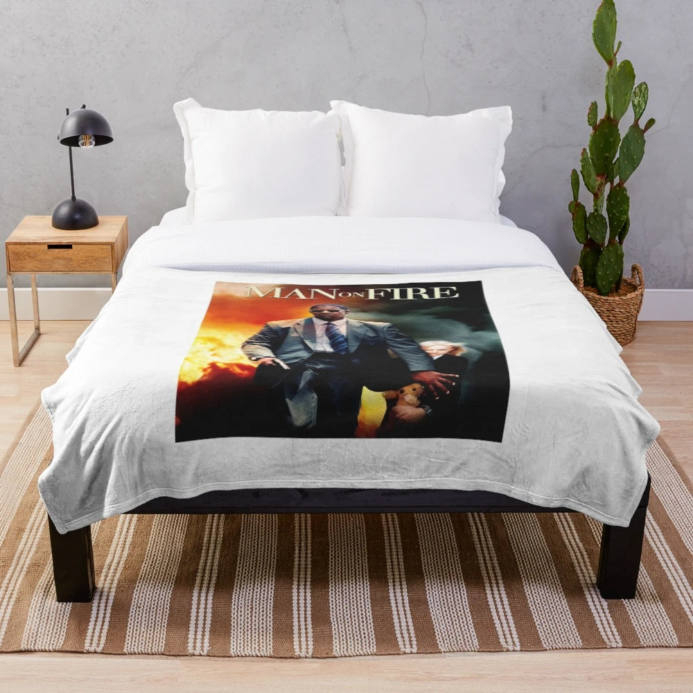 Plush blanket featuring an intense image of actor Denzel Washington