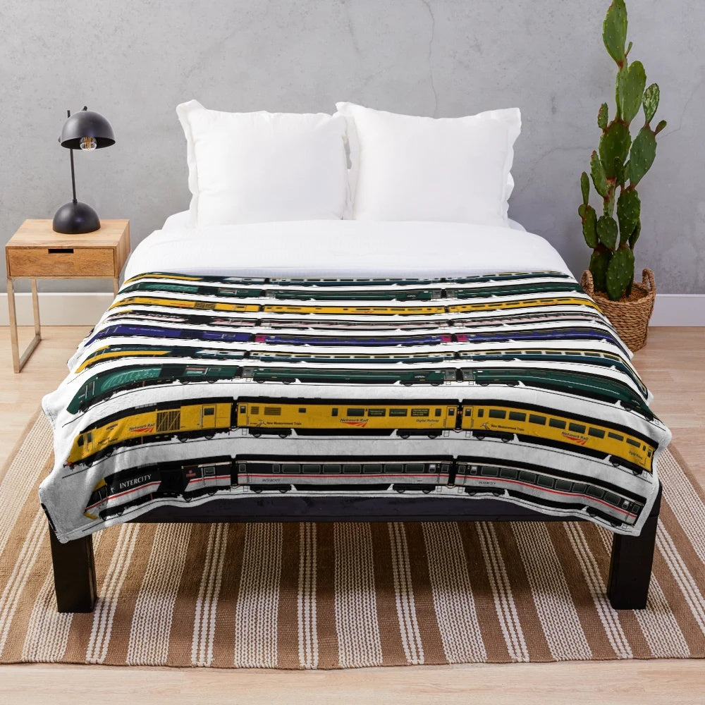 Plush blanket featuring a design inspired by the iconic Class 43 Intercity 125 locomotives