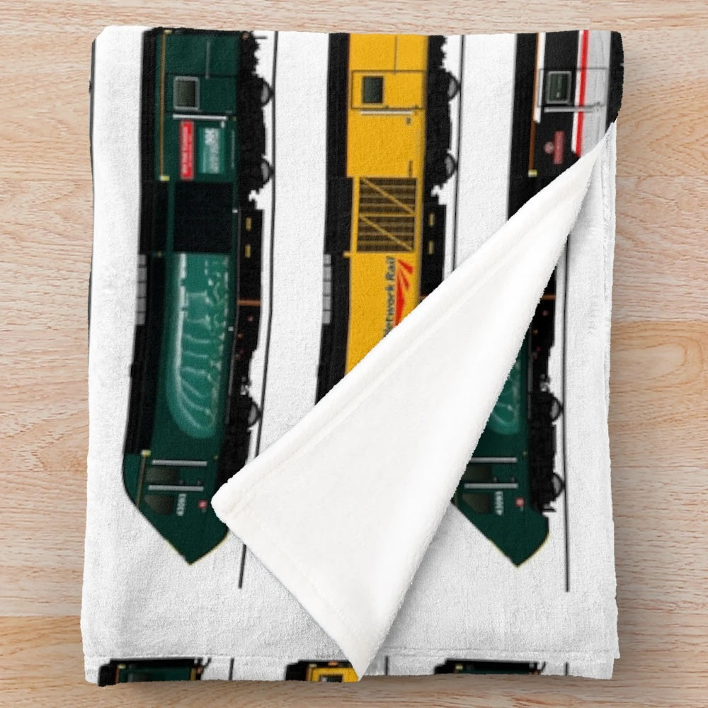 Plush blanket featuring a design inspired by the iconic Class 43 Intercity 125 locomotives