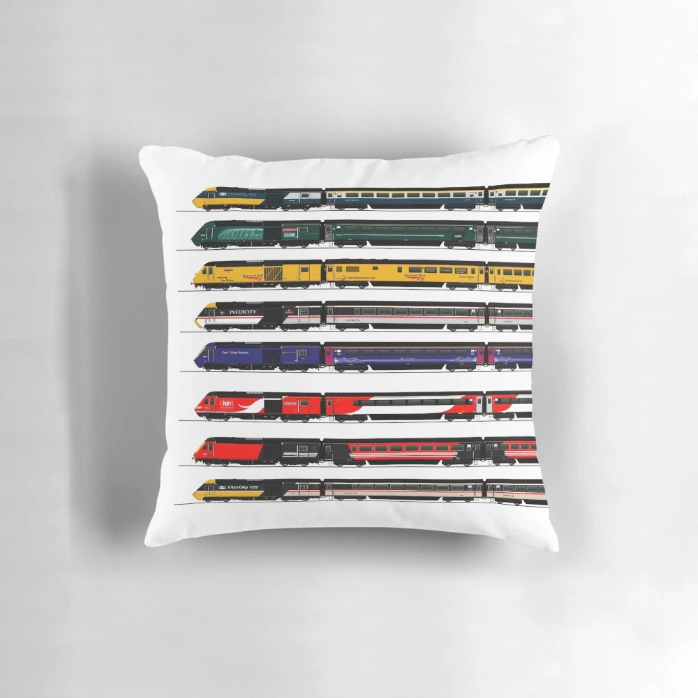 Decorative pillow featuring the iconic Intercity 125 High-Speed Train locomotive