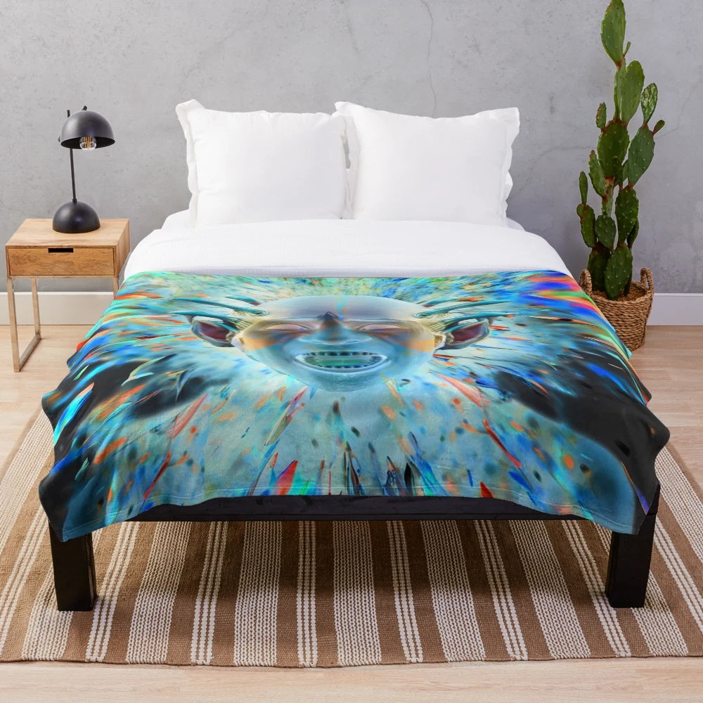 Intergalactic alien plush blanket with sci-fi and fantasy design